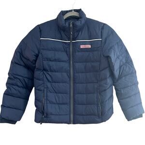 Kids Vineyard Vines Navy Puffer Down Coat Jacket-Size 12/14